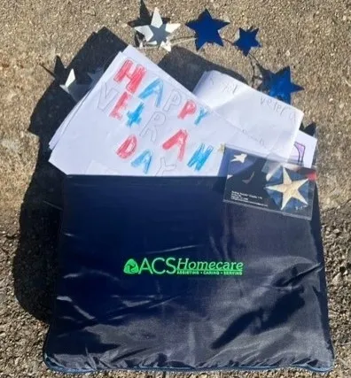 Veterans Day cards and ACS Homecare bag.